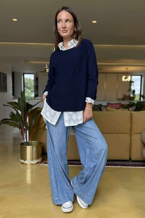 Made in Italy Conrad Body Skim Knit Jumper Navy 